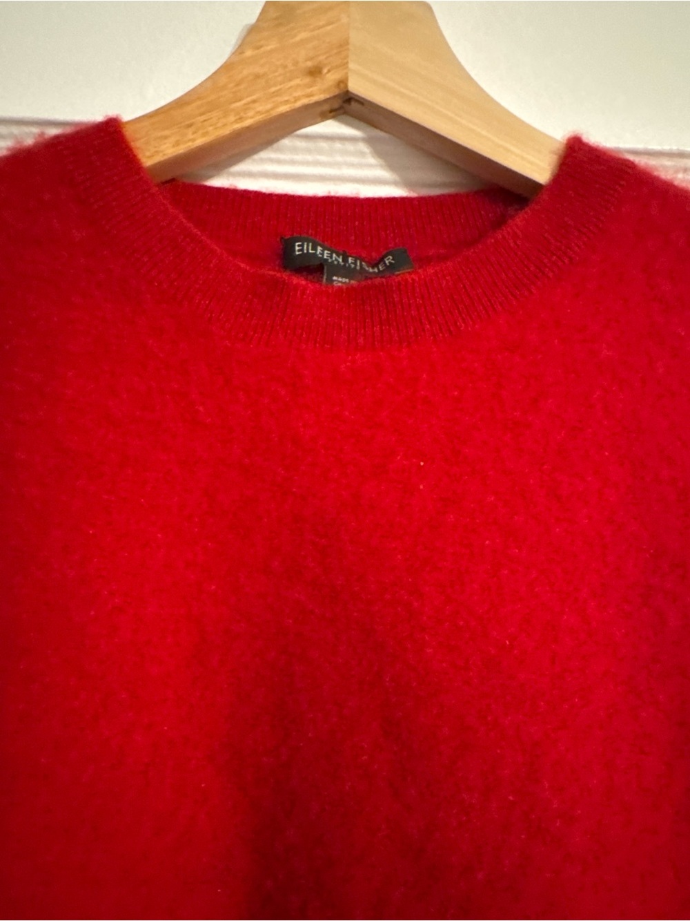 Eileen Fisher Relaxed Crewneck 100% cashmere Sweater - red size S petite luxury